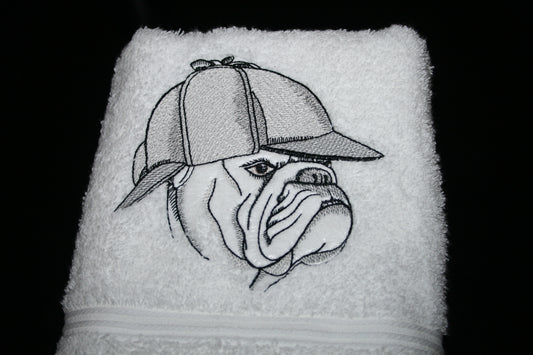Serviette de bain tête de bouledogue